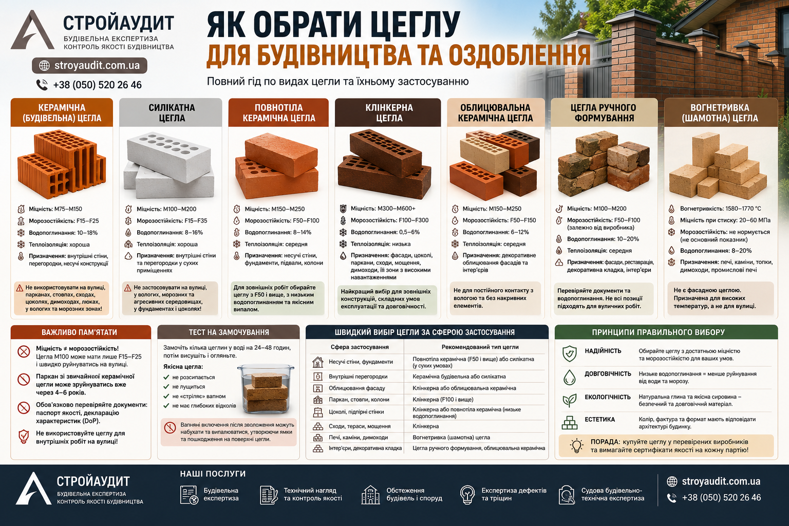 Сучасна будівельна цегла: як вибрати матеріал і не отримати тріщини, висоли та руйнування кладки